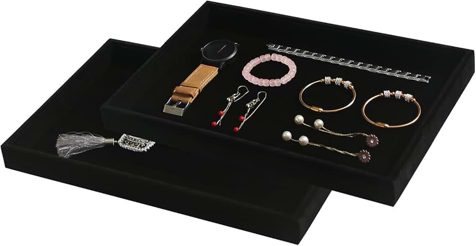 Black Velvet Jewelry Organizer Set for Beads and Accessories