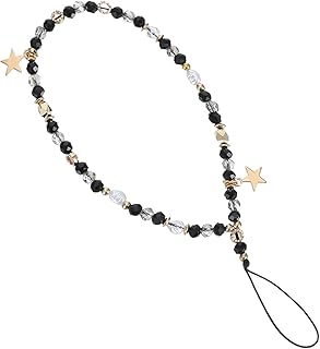 Black Beaded Phone Wrist Strap with Star Charm