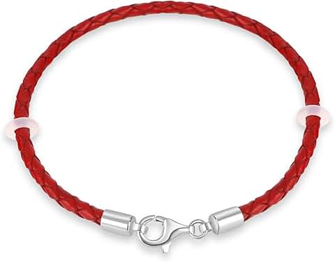 Black and Red Braided Leather Bracelet for Women and Men