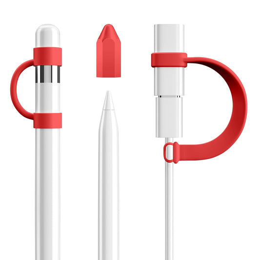 Silicone Pencil Accessories Pack with Cap, Tip Cover, and Tether