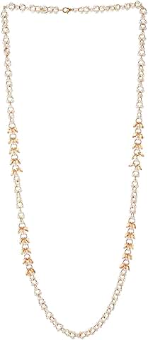 Dainty Pearl Beaded Necklace with Champagne Crystal Accent