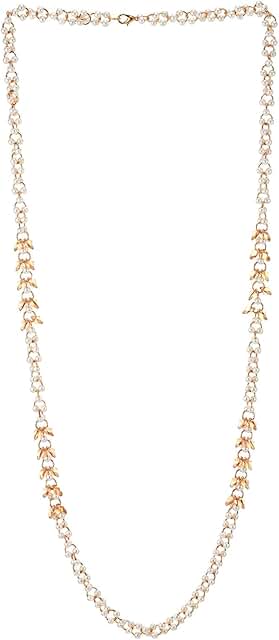 Dainty Pearl Beaded Necklace with Champagne Crystal Accent