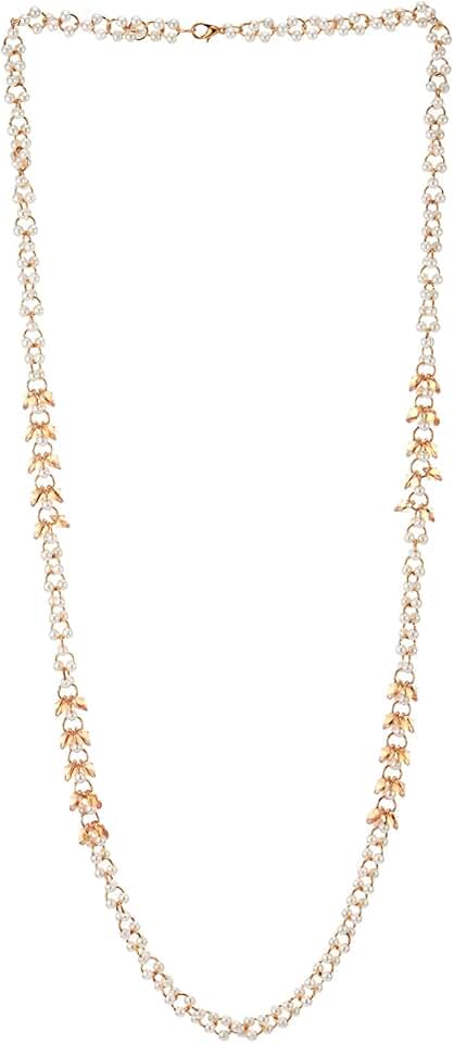 Dainty Pearl Beaded Necklace with Champagne Crystal Accent