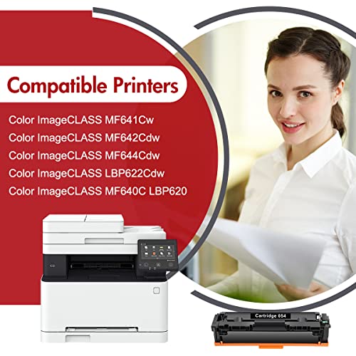 054 CRG-054 054H High Yield Toner Cartridge 4 Pack Compatible Replacement for Canon 054 CRG 054 Color ImageCLASS MF642Cdw MF641Cw MF644Cdw LBP622Cdw LBP620 Laser Printer Black/Cyan/Magenta/Yellow