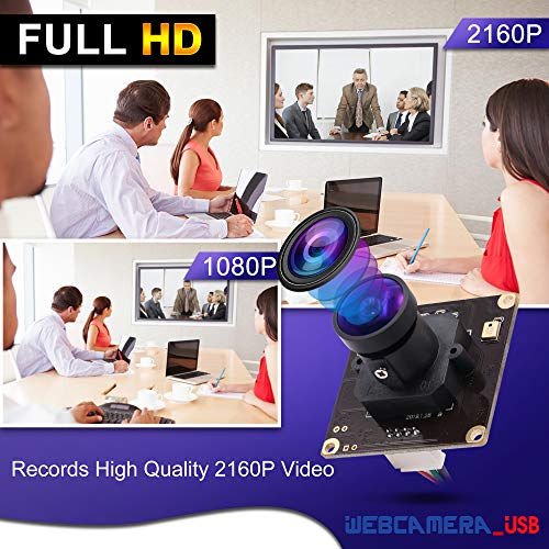 4K USB Camera USB Webcam Mini Camera Module,Wide Angle USB with Cameras Full HD 2160P USB Camera,170 Degree Fisheye Lens 4K Camera USB with Sony IMX317,UVC Support,Plug&Play for Windows,Android,Mac