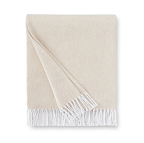 Terzo 100% Brushed Cotton Throw  Sand/White