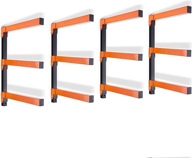 Three-Level Metal Lumber Storage Rack with Two Pairs