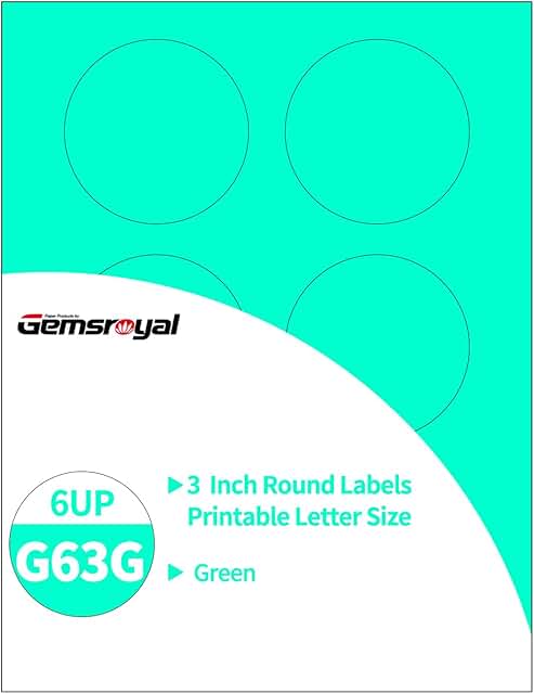 3-Inch Green Round Printable Labels, 180 Neon Stickers