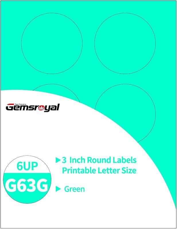 3-Inch Green Round Printable Labels, 180 Neon Stickers