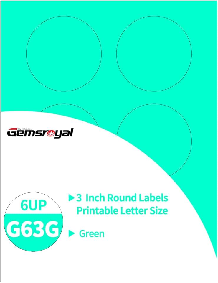 3-Inch Green Round Printable Labels, 180 Neon Stickers