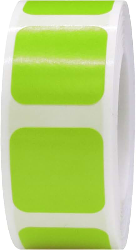 Green Square Color Coding Labels, 3/4 Inch, 500 Pack