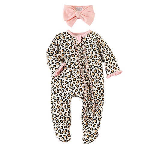 baby girls  Leopard Headband Set, Multi, 0-3 Months and Toddler Sleepers, Multi, 3 Months US