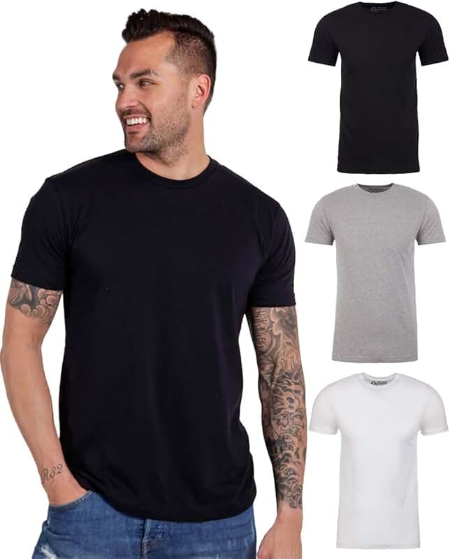 Men's Soft Cotton Blend Crew Neck T-Shirt, 4XL Athletic Fit