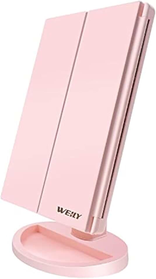 Tri-Fold Makeup Mirror with LED Lights and Touch Control