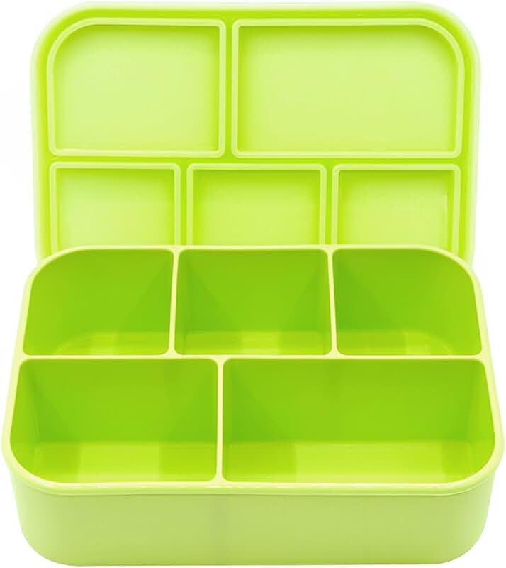 Large 63.8oz Silicone Bento Box with Lid and 5 Compartments