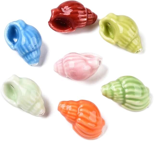 90 colorful conch-shaped ceramic beads for jewelry and crafts