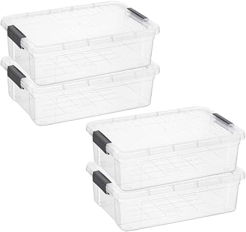 Set of 4 Clear Stackable Storage Bins with Lids
