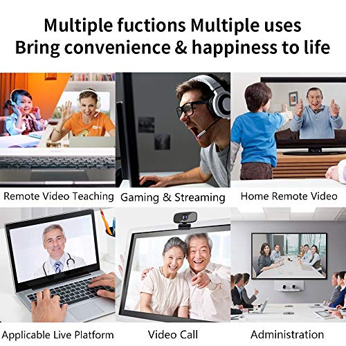 USB Web Camera, 1080P HD Webcam with Microphone and Privacy Cover [Plug and Play], 1080p/30fps Laptop Face Cam for Zoom/Skype/Teams, PC Video Conference
