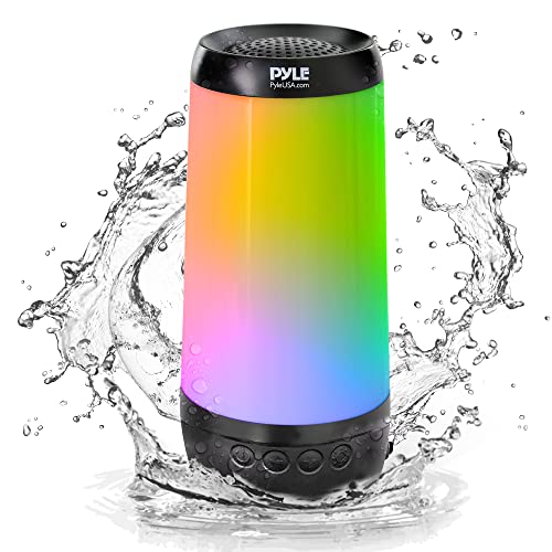 Portable Wireless Bluetooth Pool Speaker - IP68 Waterproof Outdoor Floating Pool Speaker with Lights, Surround Stereo Sound, Hands Free Phone Call - Home Shower, Pool, Beach, Travel (Black)