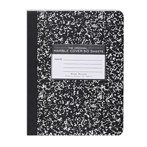 Black Marble Hard Cover Composition Notebook, 9.75" x 7.5"