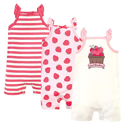 Uni  Baby  Cotton Rompers, Strawberries, 0-3 Months