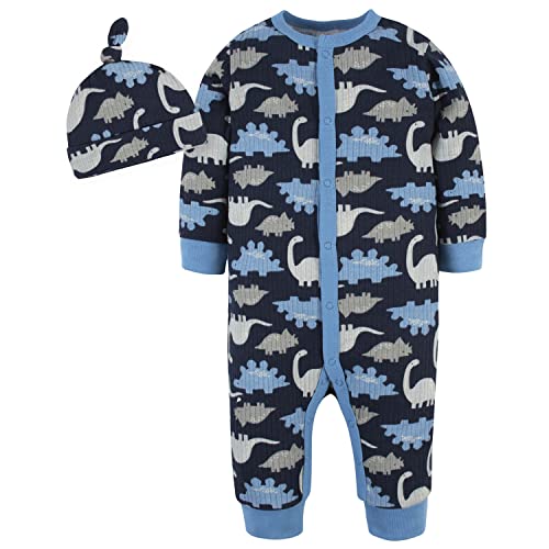 Baby Boys  2-Piece Coverall   Hat Set, Dinosaurs, 0-3 Months