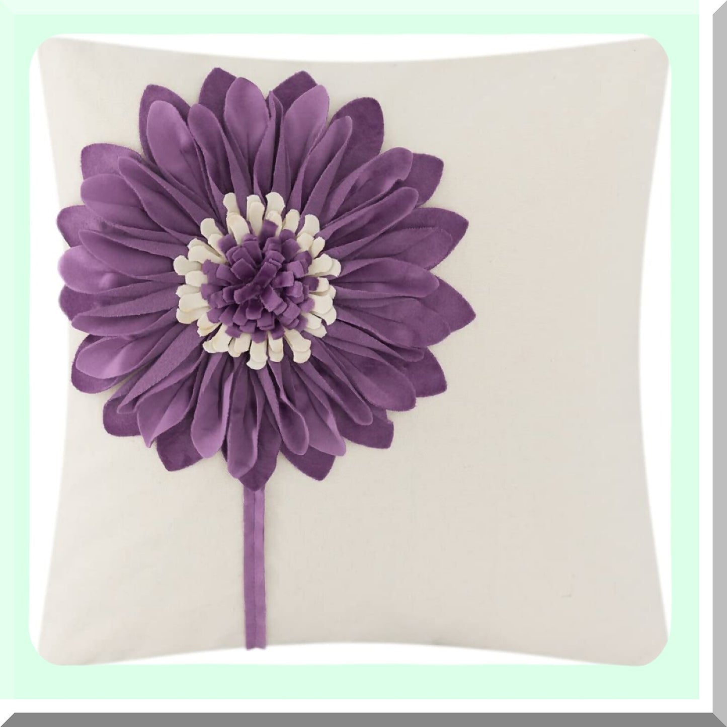 Sunflower Bloom 3D Decorative Floral Pillowcase - Cushion Cover for Couch, Bed, Bedroom - Accent Pillow Case Home Decor 18x18 Inch Beige Purple