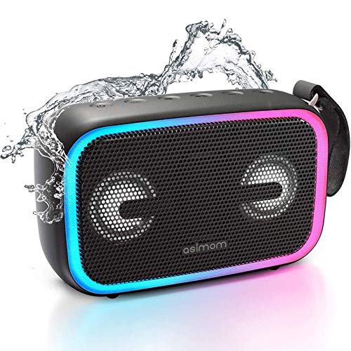 Bluetooth Speaker, IPX7 Waterproof Bluetooth Speakers with 28W Loud Bass, Speaker Bluetooth Wireless with LED Lights, Stereo Dual Pair, for Pool Beach Camping Shower-New Version