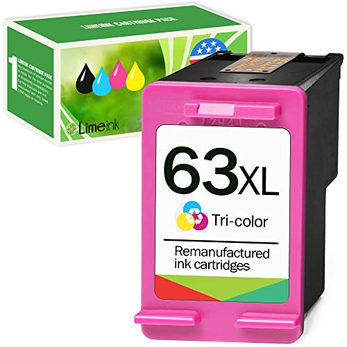 1 Color Remanufactured Cartridge 63XL 63 XL High Yield for Envy 4512 4520 Deskjet 3632 2130 2132 1110 1111 3636 3637 1112 3630 3634 OfficeJet 3830 3833 4650 4652 4655 5255 5258 Printer