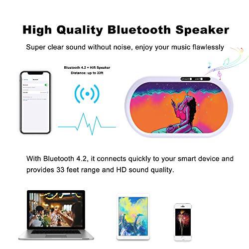 Bluetooth Speaker LED Glow Light Up Tray - 7 Colors Party Mode Rechargeable, Lights with Music, Fashionable Pattern Finish with Smooth Rounded Edges - Red Girl