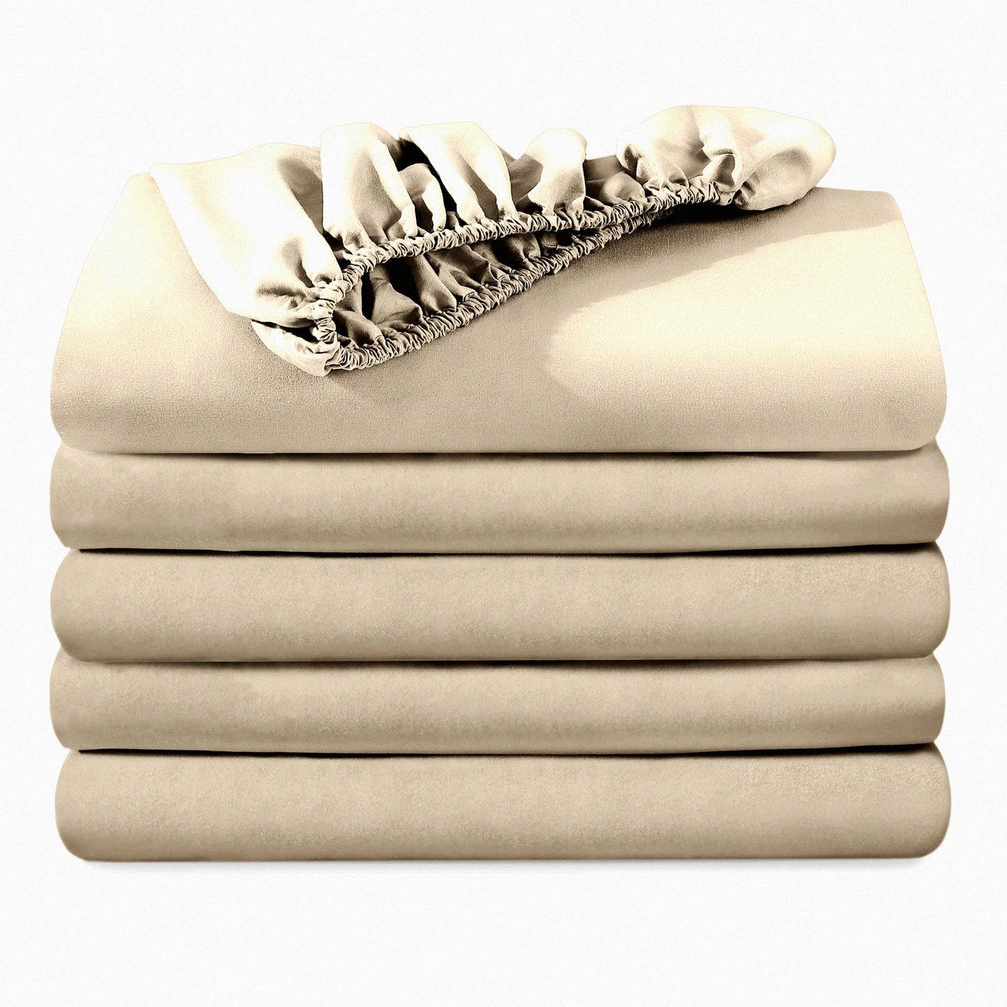 UltraSoft Twin XL Fitted Sheets 5-Pack - Premium 1800 Microfiber Deep Pocket Twin Extra Long Bedding Set - Wrinkle Resistant Sand Color