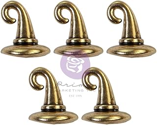 White Witch Hat Metal Embellishments, 5 Pieces