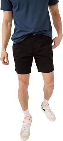 Men's 7-Inch Casual Chino Shorts with Elastic Waist and Pockets