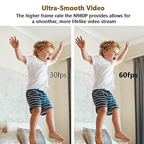 N980P 1080P 60FPS Webcam with Microphone and Software Control, USB Computer Camera, Built-in Dual Noise Reduction Mics, 120 Wide-Angle for Zoom/Skype/FaceTime/Teams, PC Mac Laptop Desktop