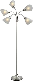 Floor lamp with five movable shades and adjustable brightness