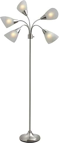 Floor lamp with five movable shades and adjustable brightness