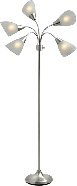 Floor lamp with five movable shades and adjustable brightness
