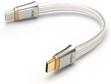 Pure Silver USB-C to USB-C OTG Digital Signal Cable, 10 cm