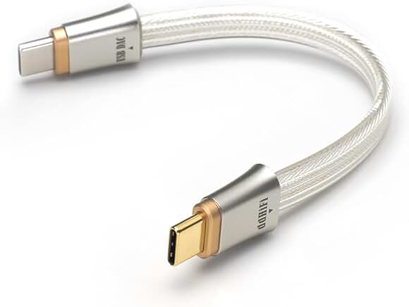 Pure Silver USB-C to USB-C OTG Digital Signal Cable, 10 cm