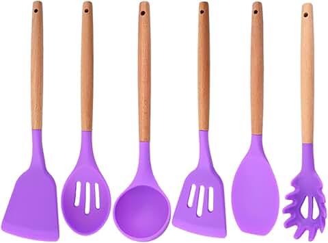 6-Piece Purple Silicone Cooking Utensil Set