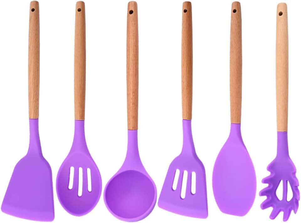 6-Piece Purple Silicone Cooking Utensil Set