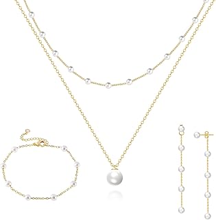 Gold Pearl Jewelry Set for Women