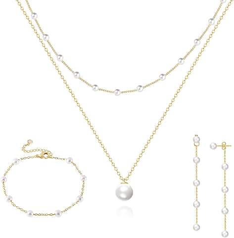 Gold Pearl Jewelry Set for Women