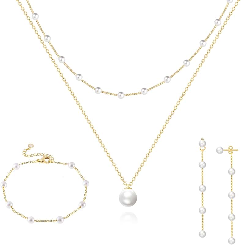 Gold Pearl Jewelry Set for Women