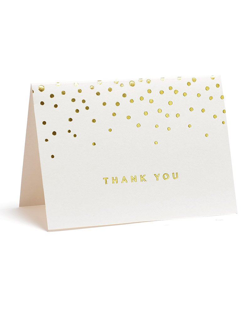 Gold Foil Dots Thank You Cards, Ivory, 50 Pack