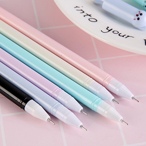 Cute Cat Gel Pens for School and Office, 6 Pack