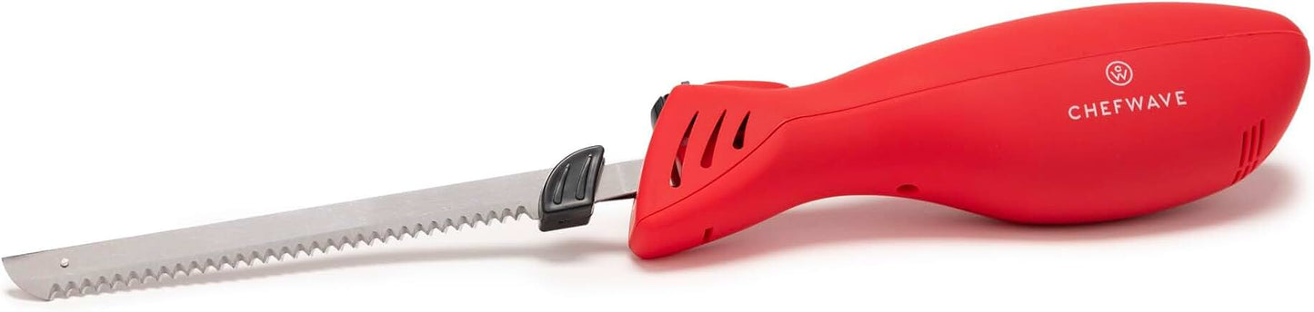 Cordless Rechargeable Electric Knife with 2 Blades and Safety Lock