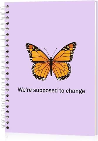 160-Page Purple Spiral Notebook with Butterfly Design