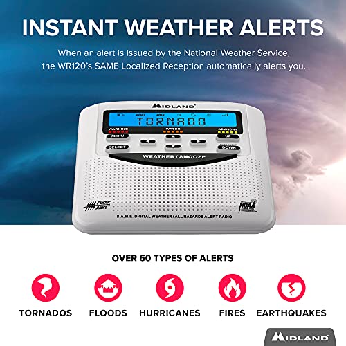 '- WR120B/WR120EZ - NOAA Emergency Weather Alert Radio - S.A.M.E. Localized Programming, Trilingual Display, 60+ Emergency Alerts, & Alarm Clock (WR120B - Box Packaging)