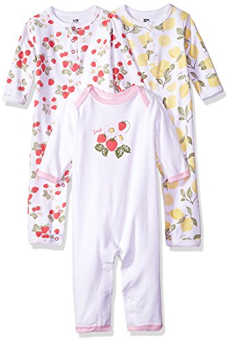 Uni   Cotton Coveralls Strawberry Lemon, 3-6 Months